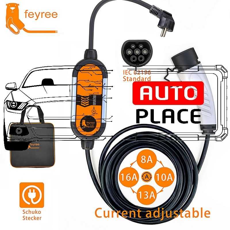Преносимо Зарядно Feyree Fox EV-L7 Type 2 / 3.5kW / 8A-10A-13A-16A