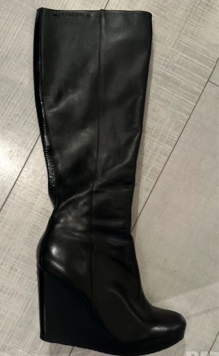 Черни естествена кожа ботуши келвин клайн Обувки бордо лачени