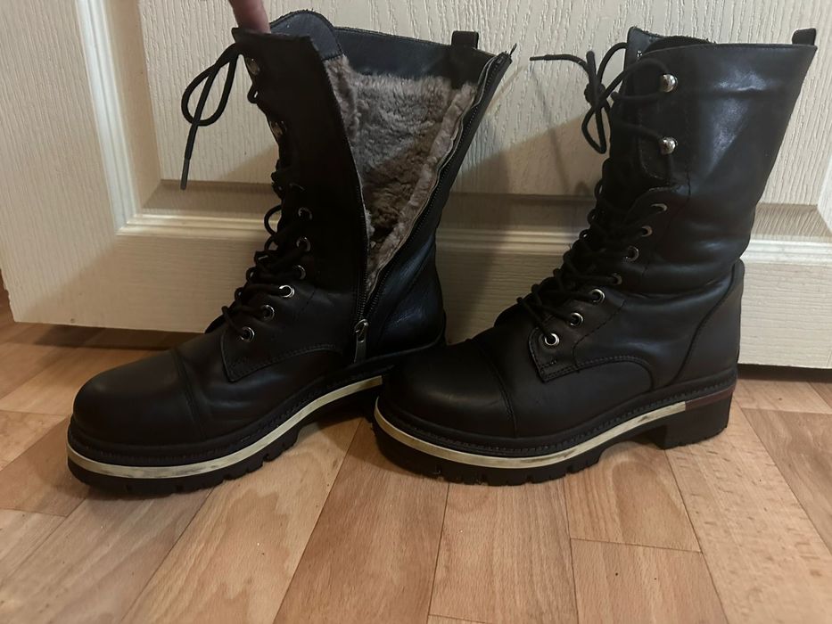 Зимние ботинки из натуральной кожи, на цигейке