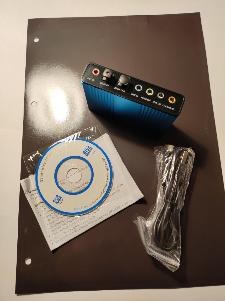 Placa de sunet externa, 5.1/7.1 pe USB, Jack, Albastru