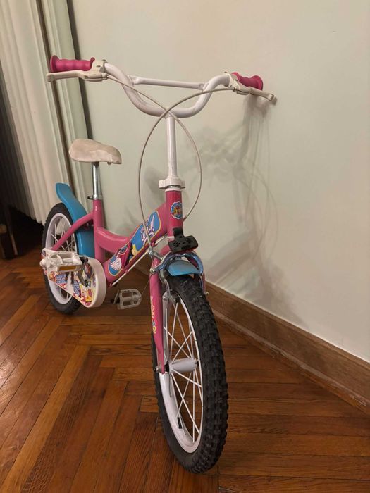 Bicicletă pentru copii – roz cu tematică colorată