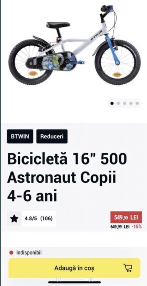 Set complet Biciclata 16” -casca- aparatori