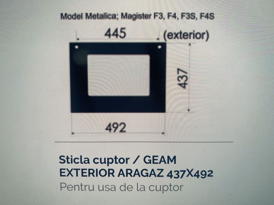 Geam sticla termic aragaz metalica zanussi cuptor interior exterior