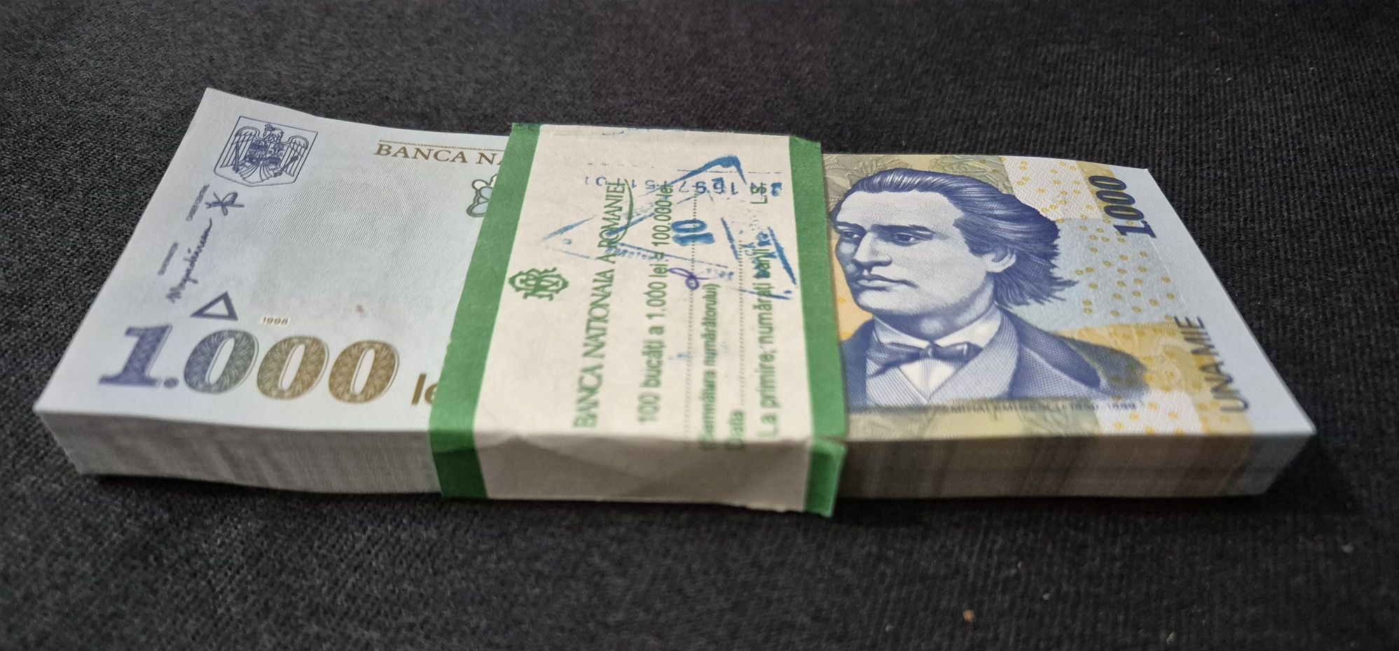 Fisic 100 bancnote consecutive 1000 lei 1998 BNR mare