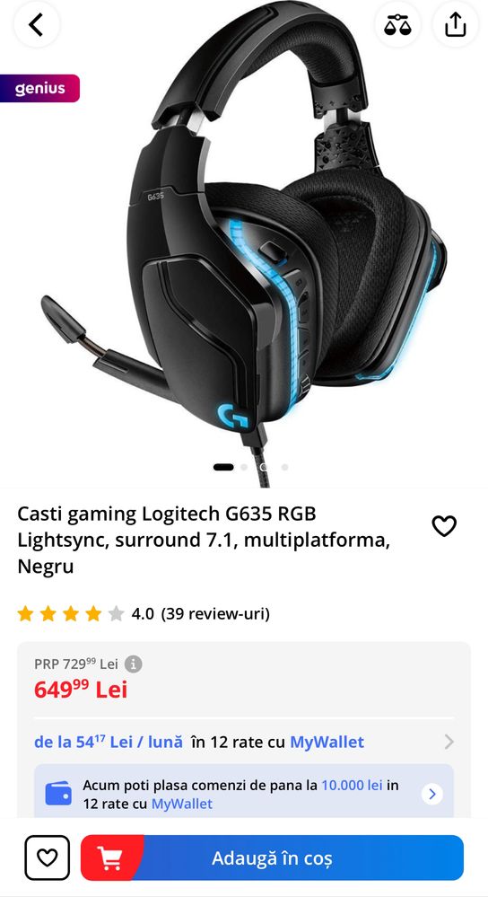 Vand casti gaming Logitech G635