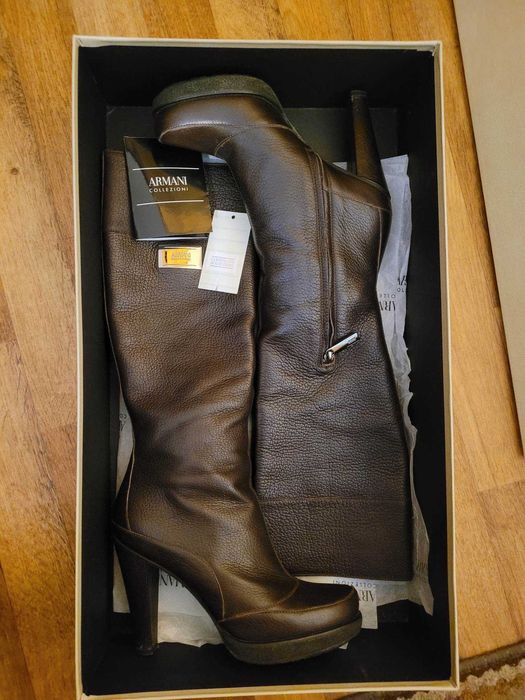 Сапоги Armani, 39 размер , женские, осенние, коричневые, на каблуке
