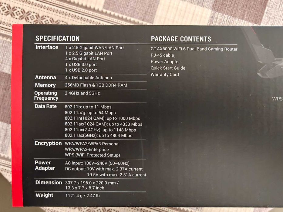 Гейминг рутер Asus ROG Rapture GT-AX6000 WiFi6