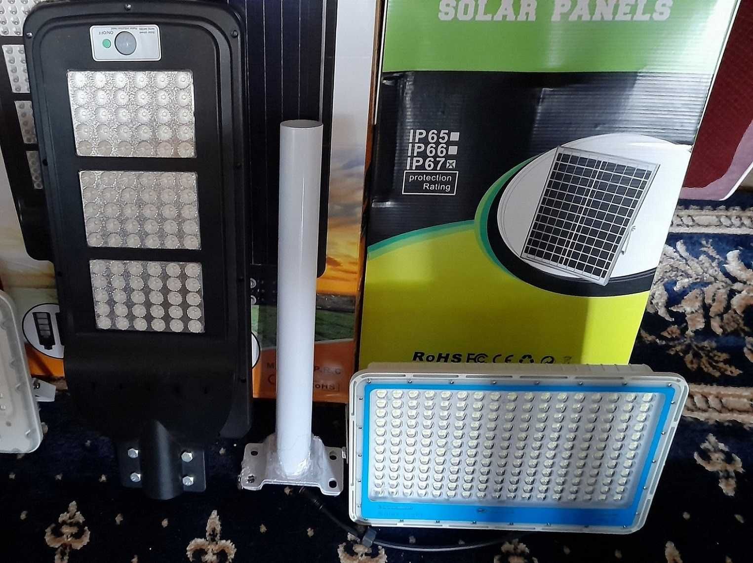 lampa solara stradala 300w cu senzori telecomanda teava fixare