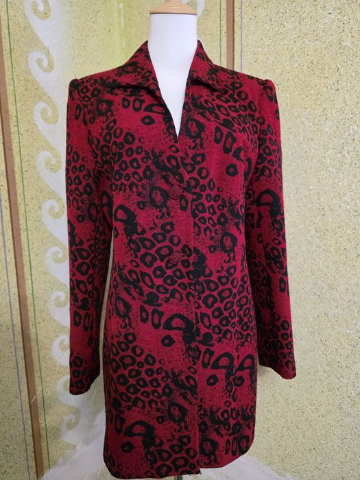 Balzer sacou roșu animalier, lung, Moda Aliss, M/L