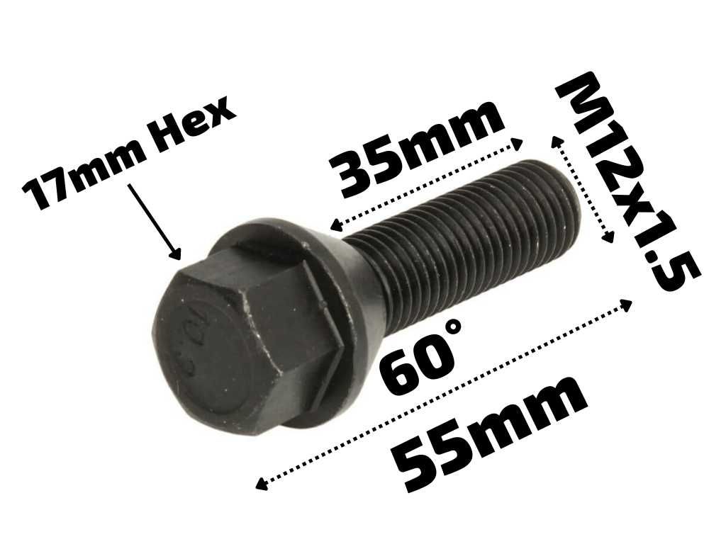 ЧЕРНИ БОЛТОВЕ ЗА ДЖАНТИ M12 / M14 - 28mm, 30, 35, 40, 45, 50, 55, 60