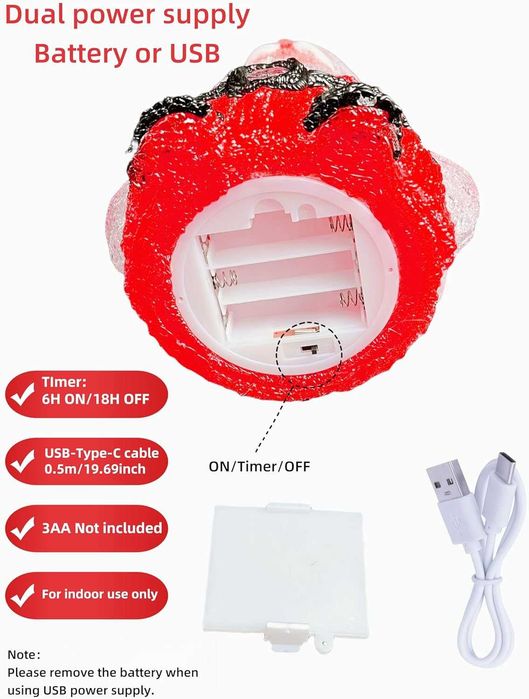 Gloworm YKL-1015, figurină de Crăciun acrilică luminoasă de 21,5 cm