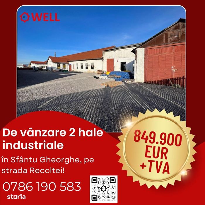 De vânzare 2 hale industriale în Sfântu Gheorghe, pe strada Recoltei!