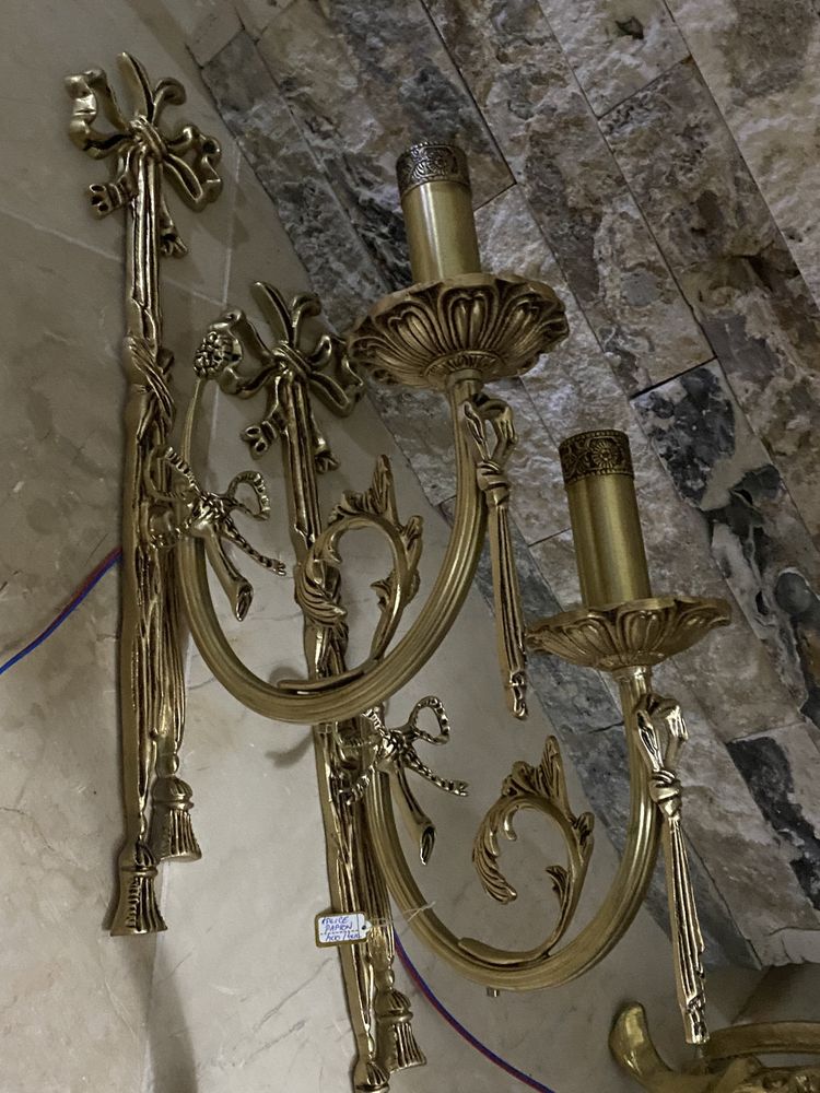 Candelabru / lustra/ bronz masiv/ cristal