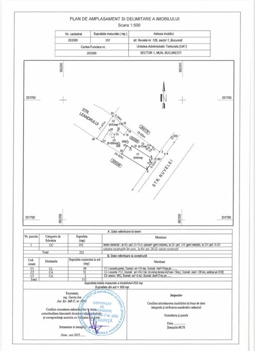 Vand teren si casa Str. Nuvelei, 252 mp DESCHIDERE DUBLA!