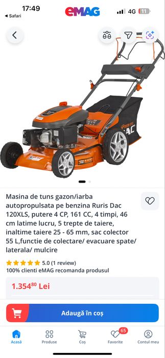 Masina tuns gazon iarba pe benzina autopropulsata