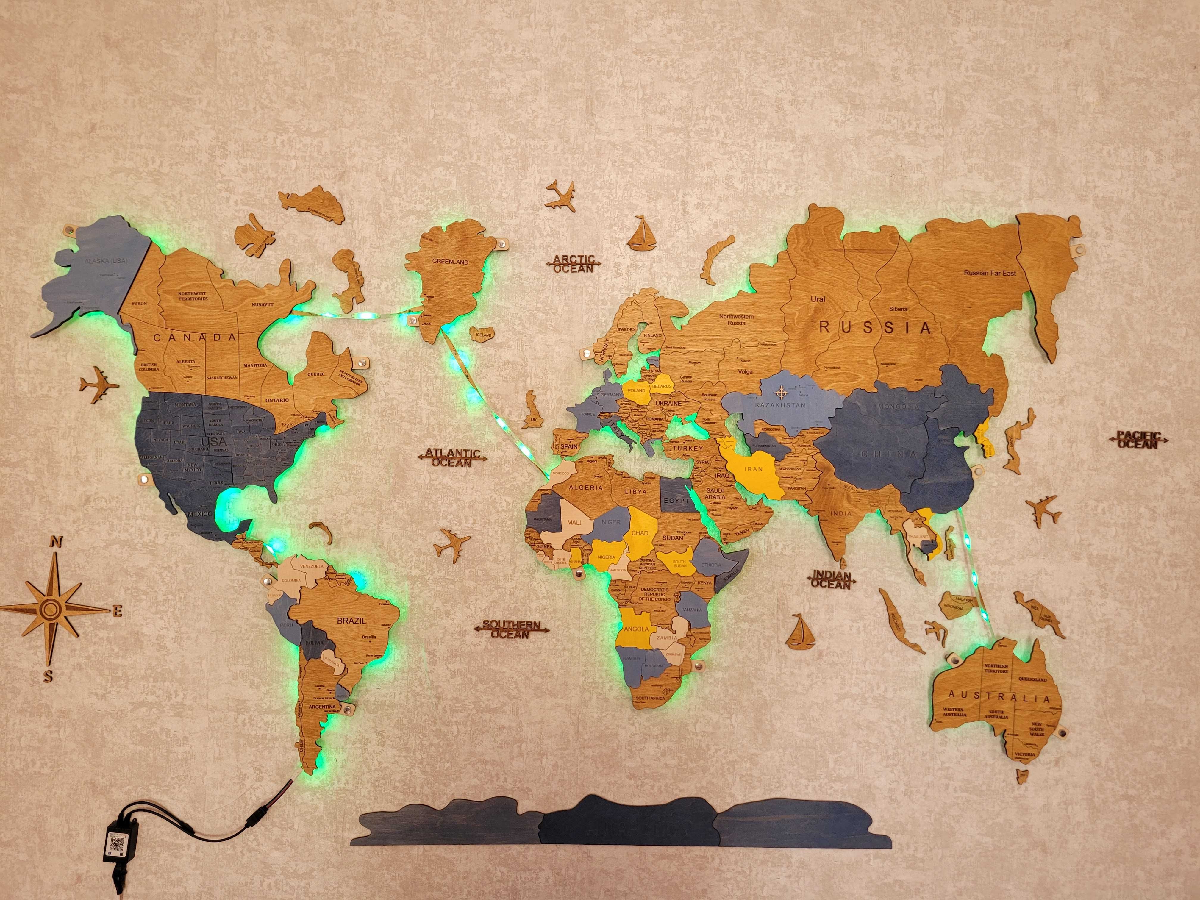 Декоративная карта мира 3D