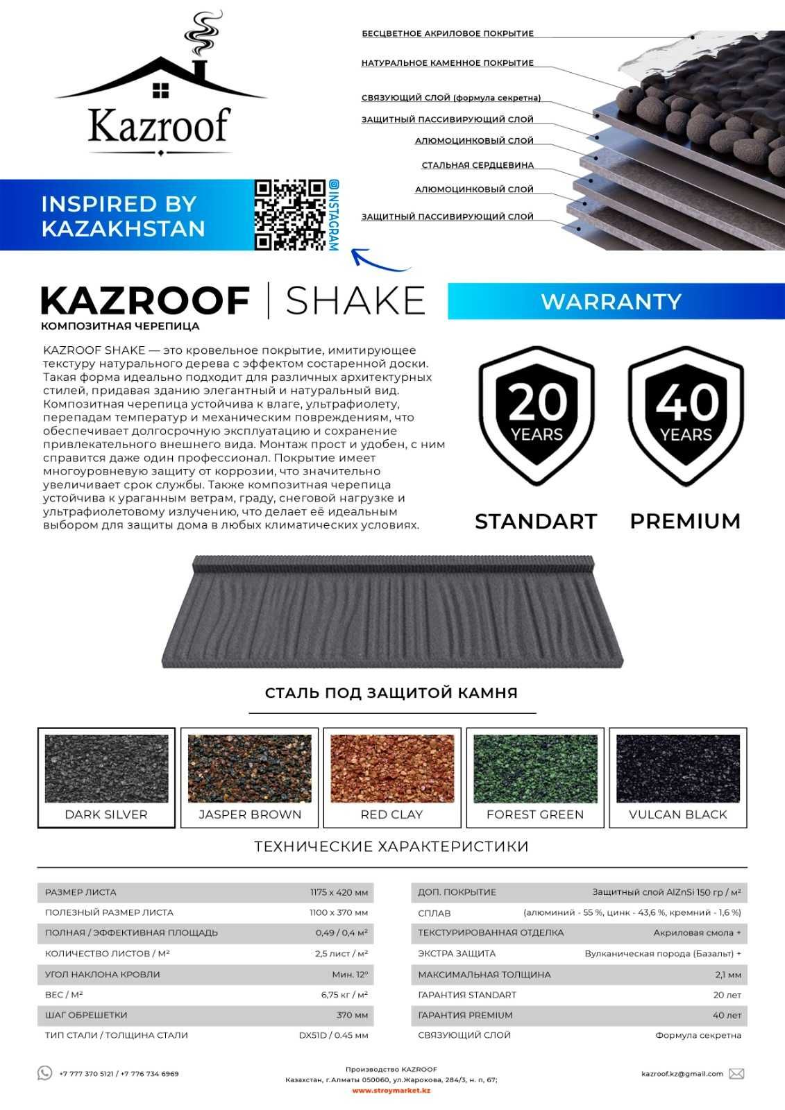 Лучшая крыша KAZROOF композитная черепица