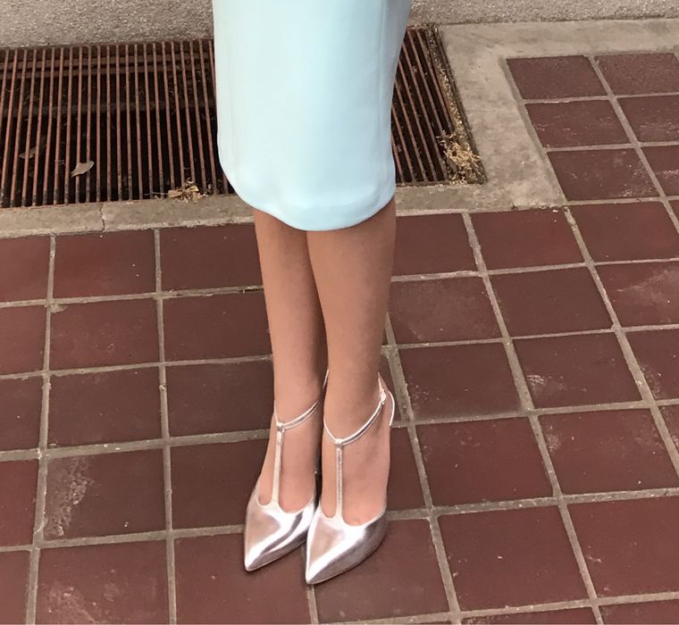 Pantofi cu toc metalizati/tip oglinda