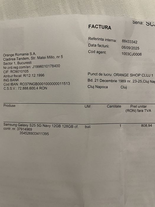 Samsung Galaxy S25 128gb sigilat, argintiu,2 ani garanție