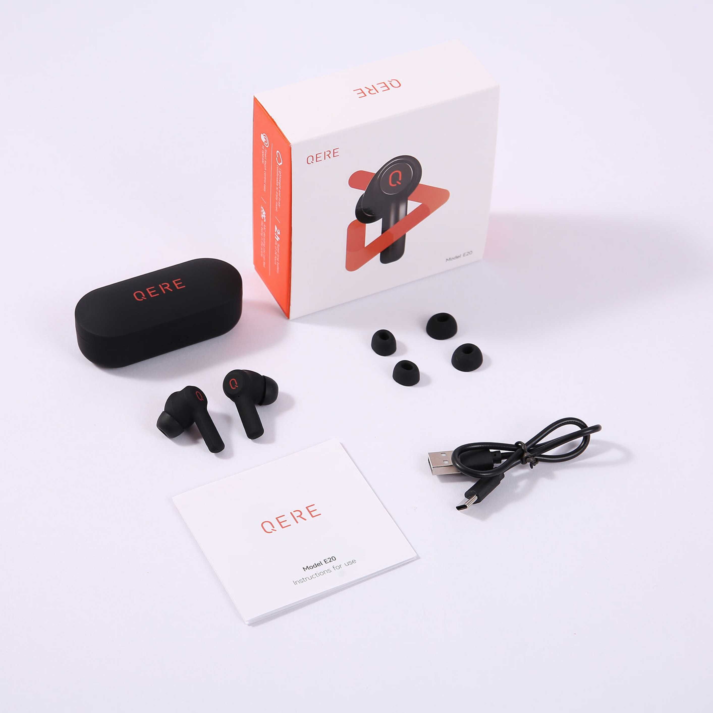 Casti Bluetooth Wireless QERE® E20, Touch, Waterproof, 6h Autonomie