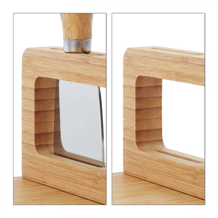 Set servire aperitive si branzeturi din bambus cu 4 tacamuri 35x28 cm