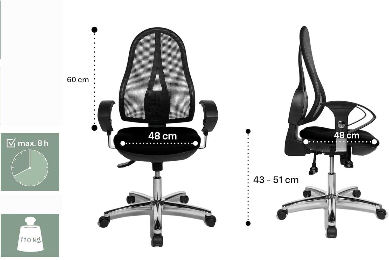 Scaun ergonomic Topstar Blue, spatar mesh negru