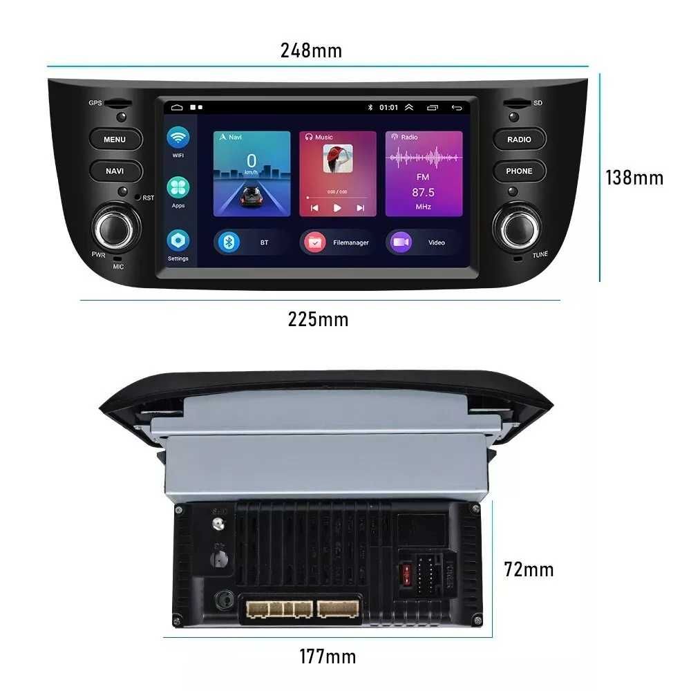 Мултимедия за Fiat Punto Навигация Двоен дин дисплей плеър Android GPS