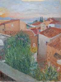 Benitses, Corfu - Rasarit de soare - pictura ulei pe panza
