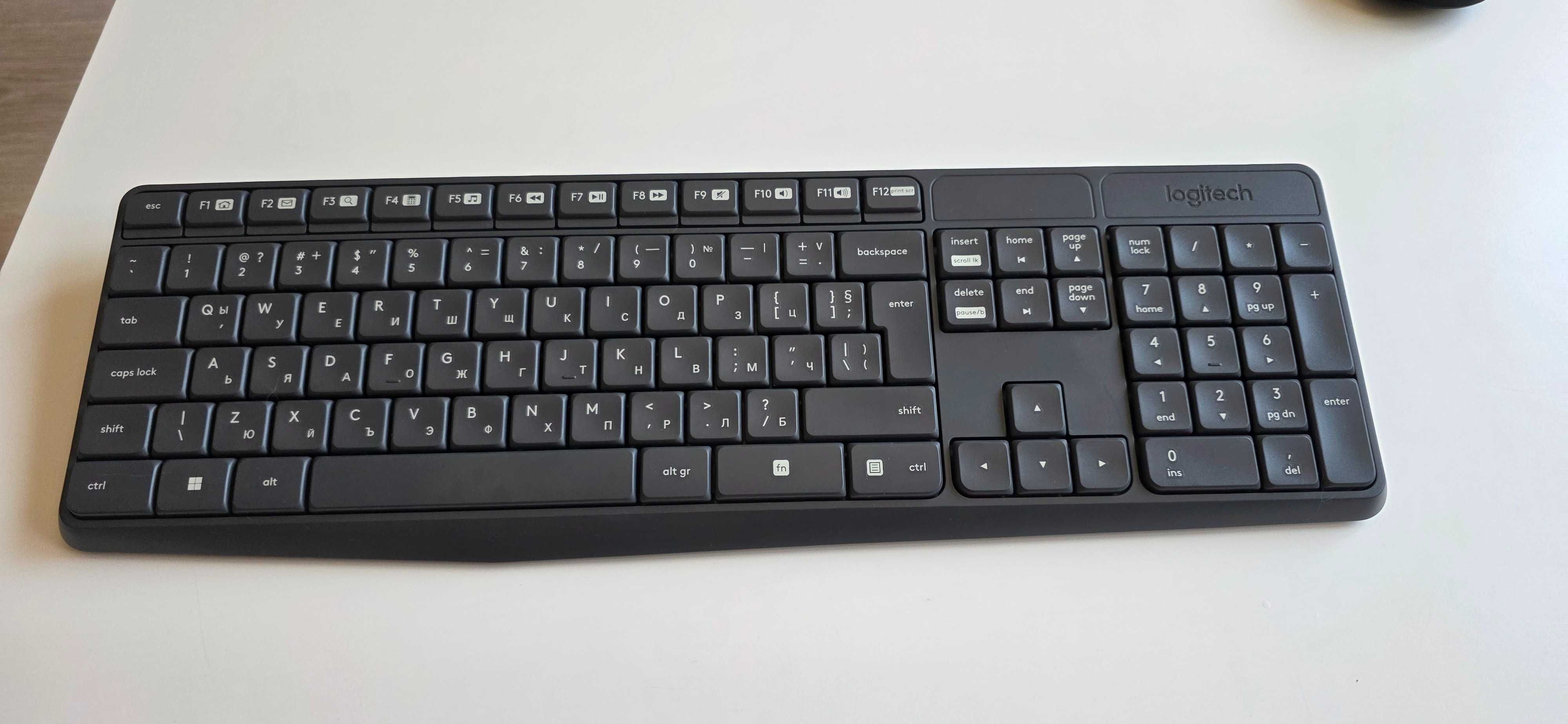 Комплект мишка и клавиатура Logitech - MK235, безжичен, тъмносив