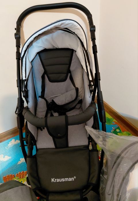 Carucior Krausman 3 in 1, Gri, bonus: cântar baby
