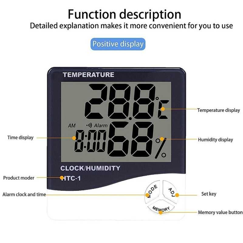 Termometru Si Higrometru Digital  HTC-1 Ora, Temperatura, Umiditate