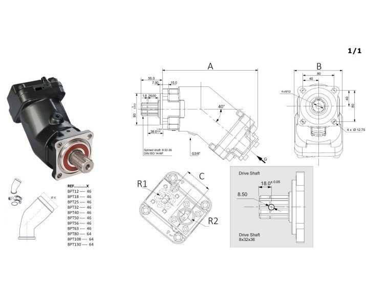 Pompa hidraulica bidirectionala cu pistoane tip banana 50 cc