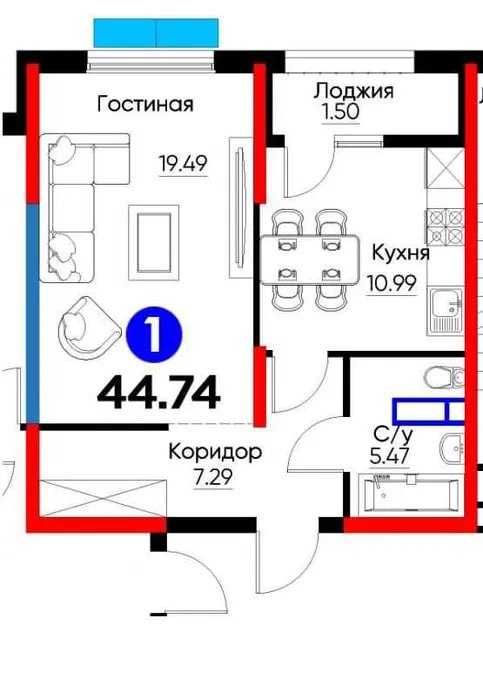 *Новостройка‼️‼️в ЖК NRG Zamon 1ком 44м2 Рохат круг