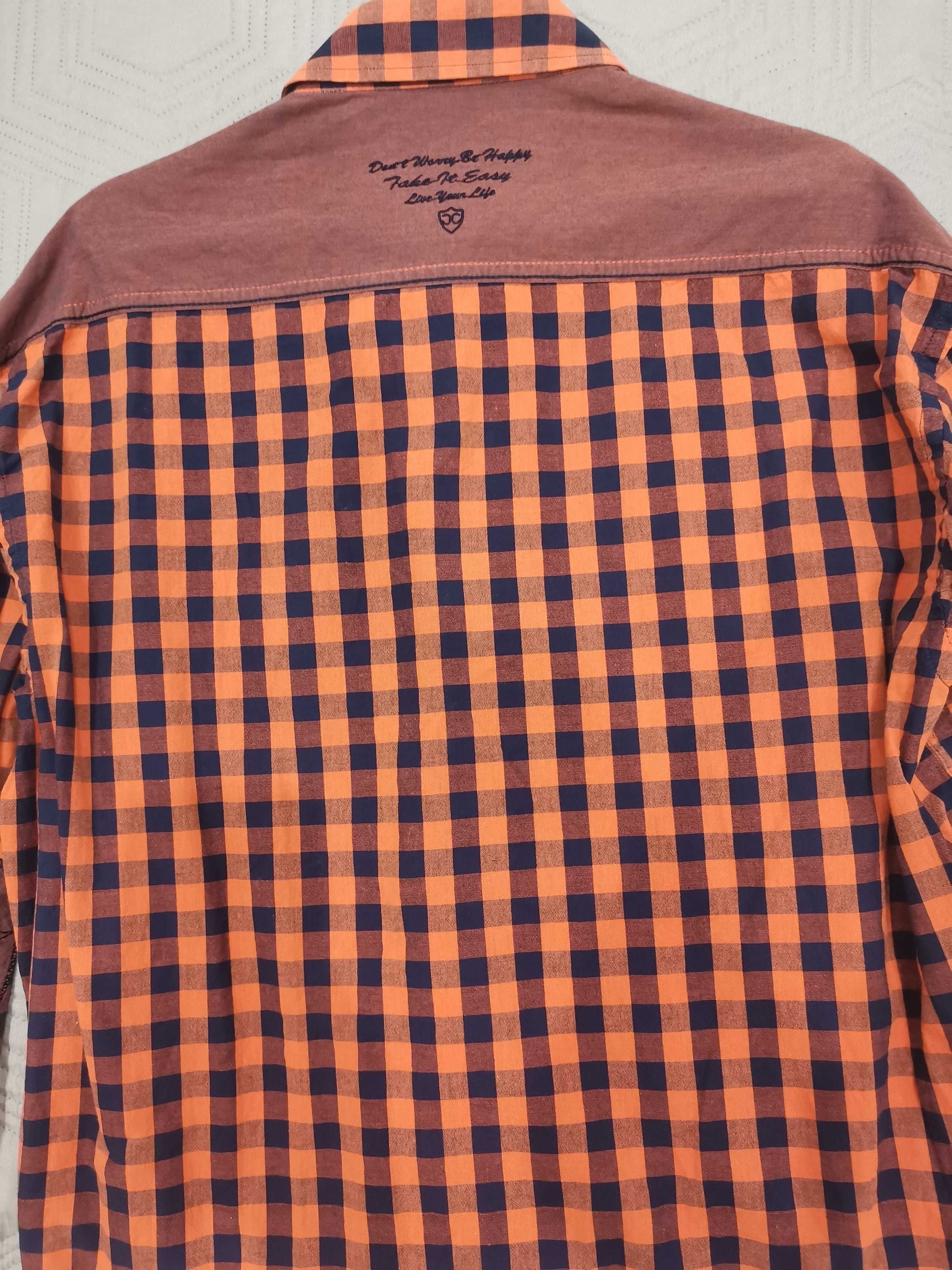 Мъжка риза oранжево черно каре