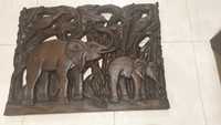 Пано пластика дърворезба  слонове красота