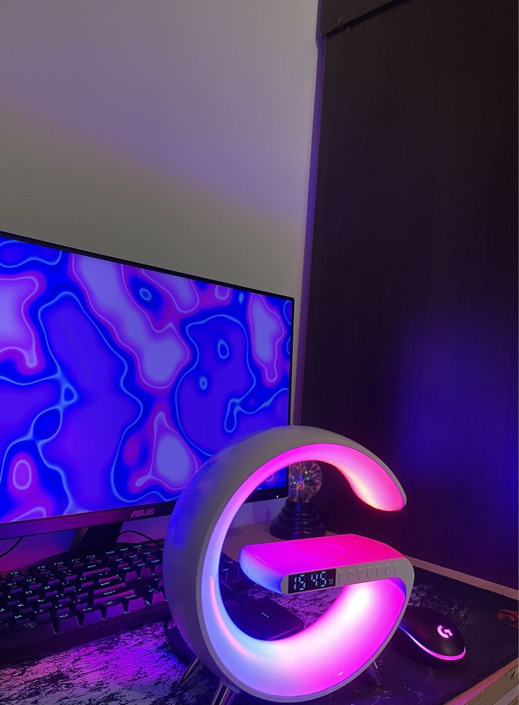 Lampă birou/masa/ smart led rgb cu încărcare wireless și bluetooth