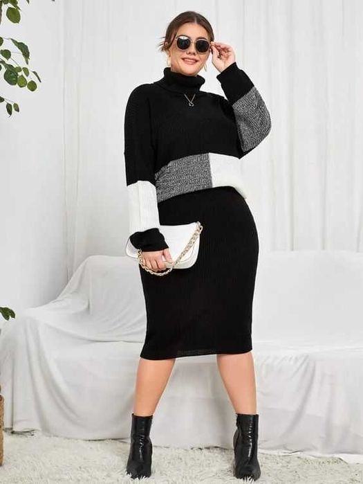 Елегантен Костюм, Син комплект. Комплект с пола, Есенен комплект