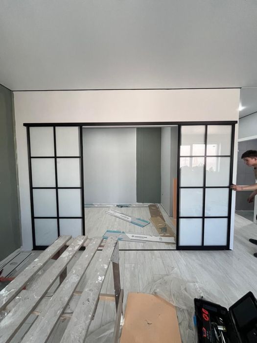 Межкомнатные Стеклянные Перегородки ЛОФТ Рассрочка Раздвижные Двери