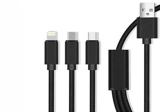 Cablu MaXlife 3in1 USB-Lightning-MicroUSB-Type-C, 1M, Blister,Nou