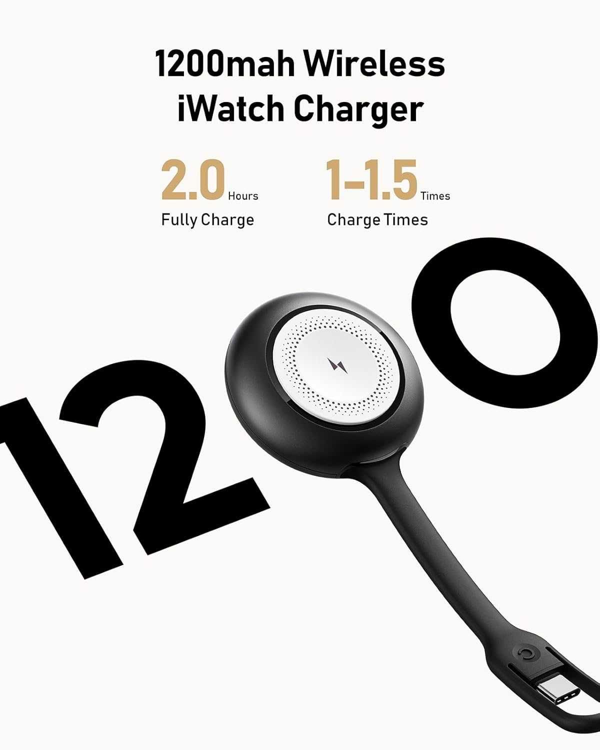 WeeFacny Преносимо зарядно за Apple Watch 1200mAh, безжично