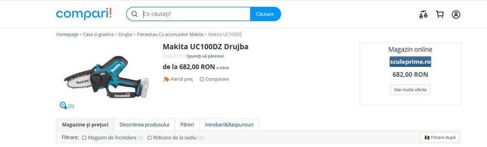 Mini drujba Makita UC100DZ 12 V Max. (fără baterie, fără încărcător)