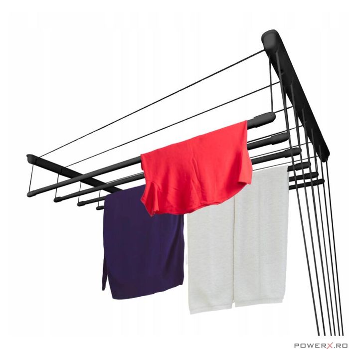 Uscator rufe de tavan, 6x160 cm, negru, Sepio