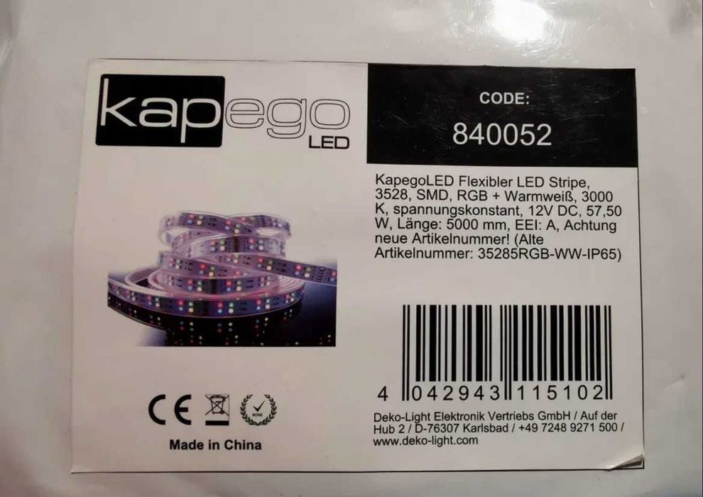 Banda LED flexibila, 3528, SMD, RGB + alb cald, 3000-3200, 11.5W/m, 5m