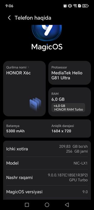 Honor x6c srochna sotiladi