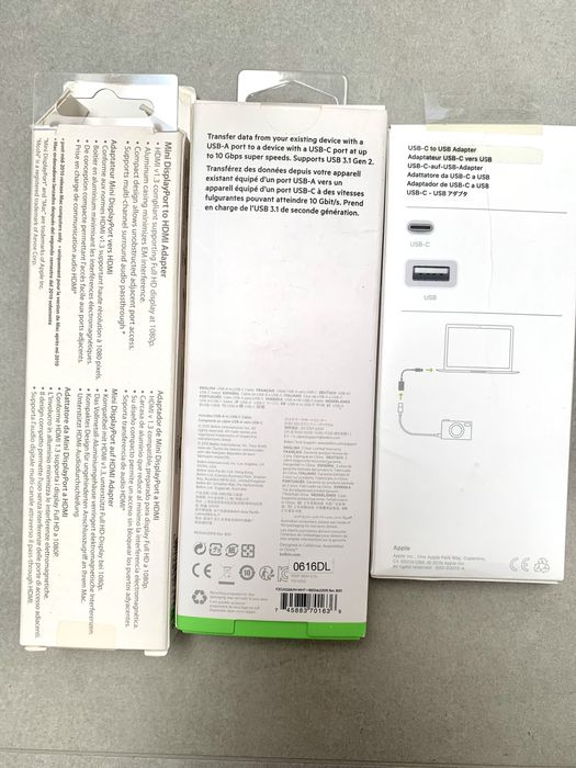 Apple USB-C -USB ,Moshi mini display port -HDMI,Belkin USB A-USB C -1м