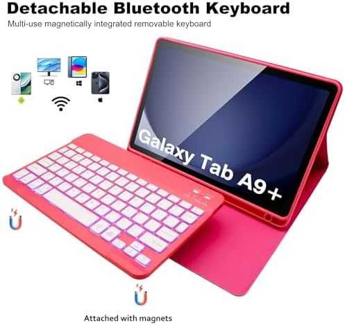 Нова Клавиатура калъф за Samsung Galaxy Tab A9 Plus 11” LED подсветка