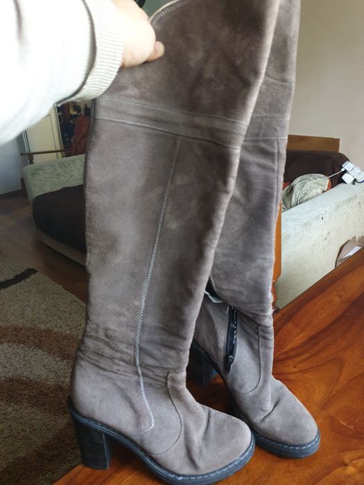 Cizme piele naturala gri sobolan