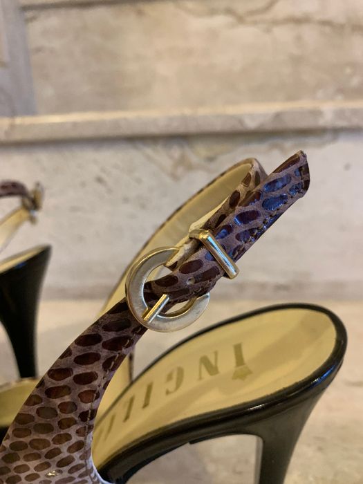 Сандали на висок ток от естествена кожа