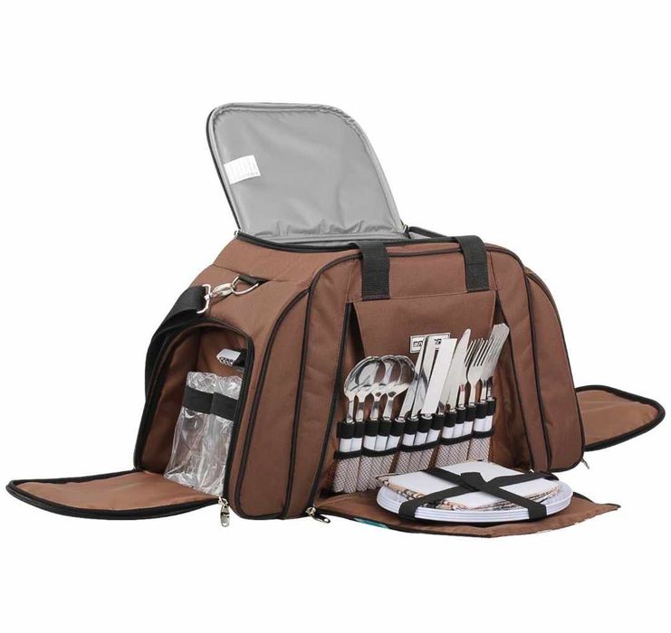 Пикник чанта за четирима с прибори