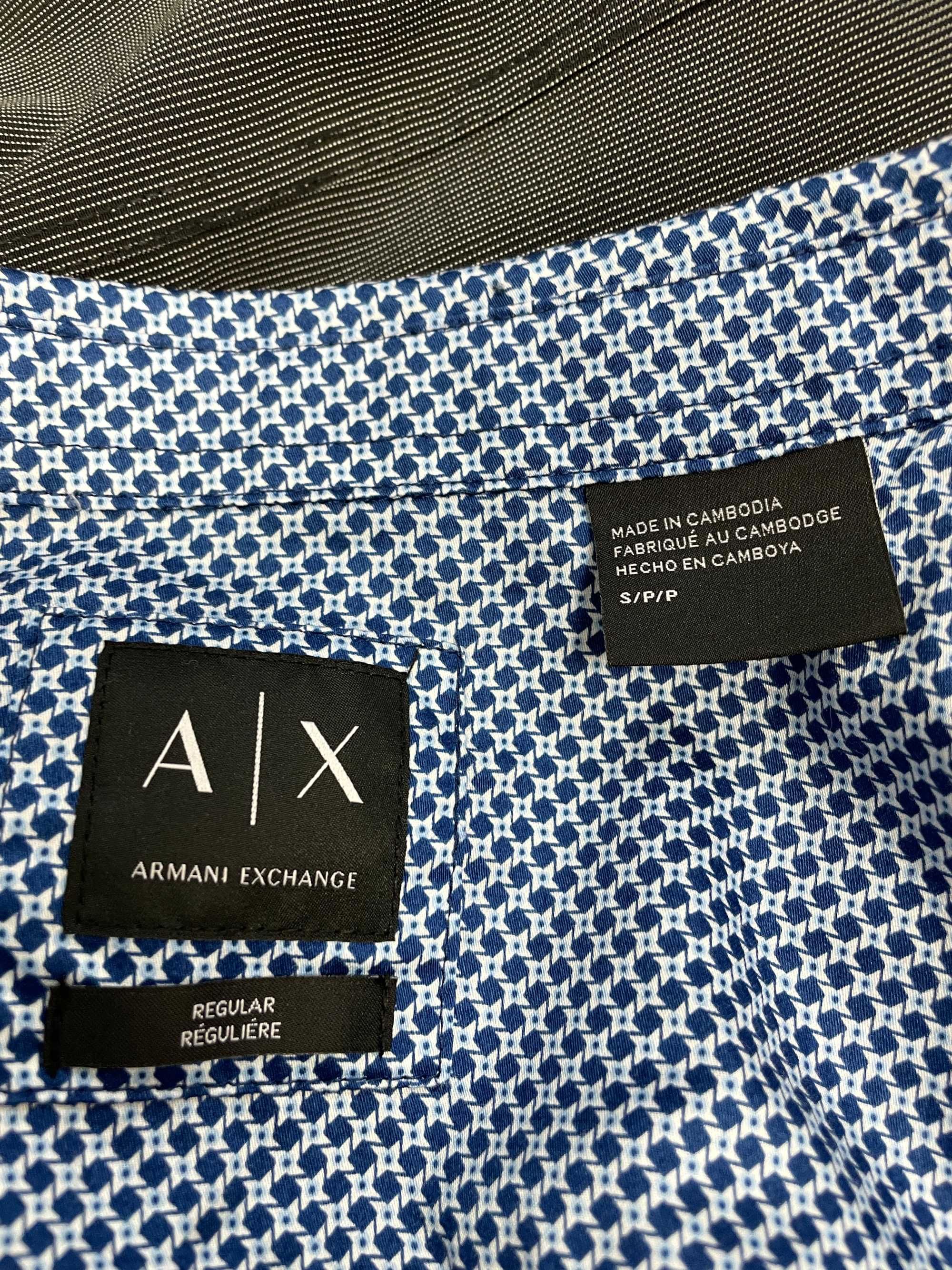 AX ARMANI EXCHANGE размер S Мъжка риза дълъг ръкав синьо